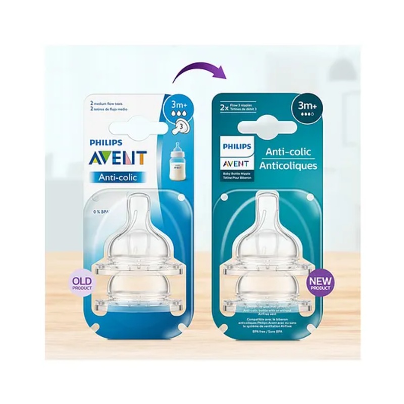 Avent Classic 3 Holes Silicone Teat Medium Flow – Set of 2