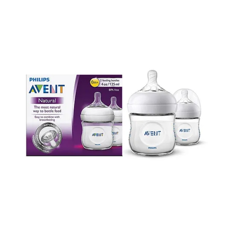 Avent Natural Feeding Bottle I Ideal for 0 Month+ I New Born Flow I BPA Free Pack of 2 – 125 ml