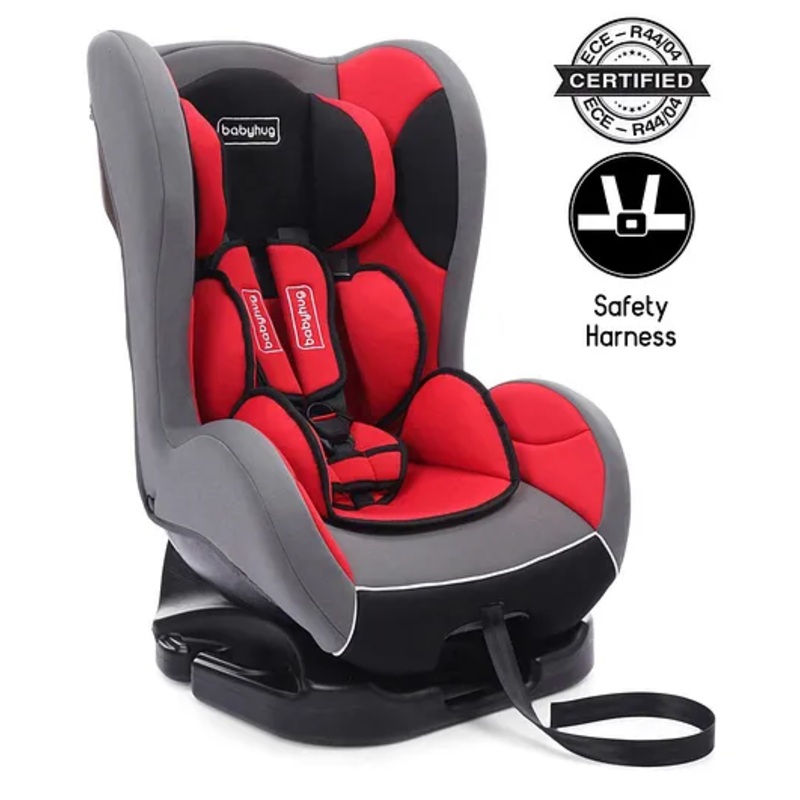 Babyhug Cruise Convertible Reclining Car Seat with Side Impact Protection – Red & Black