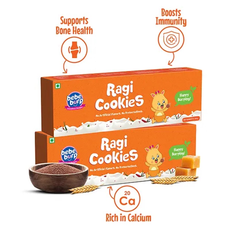 Bebe Burp Organic Baby Food Ragi Cookies Pack Of 2 – 150 gm Each