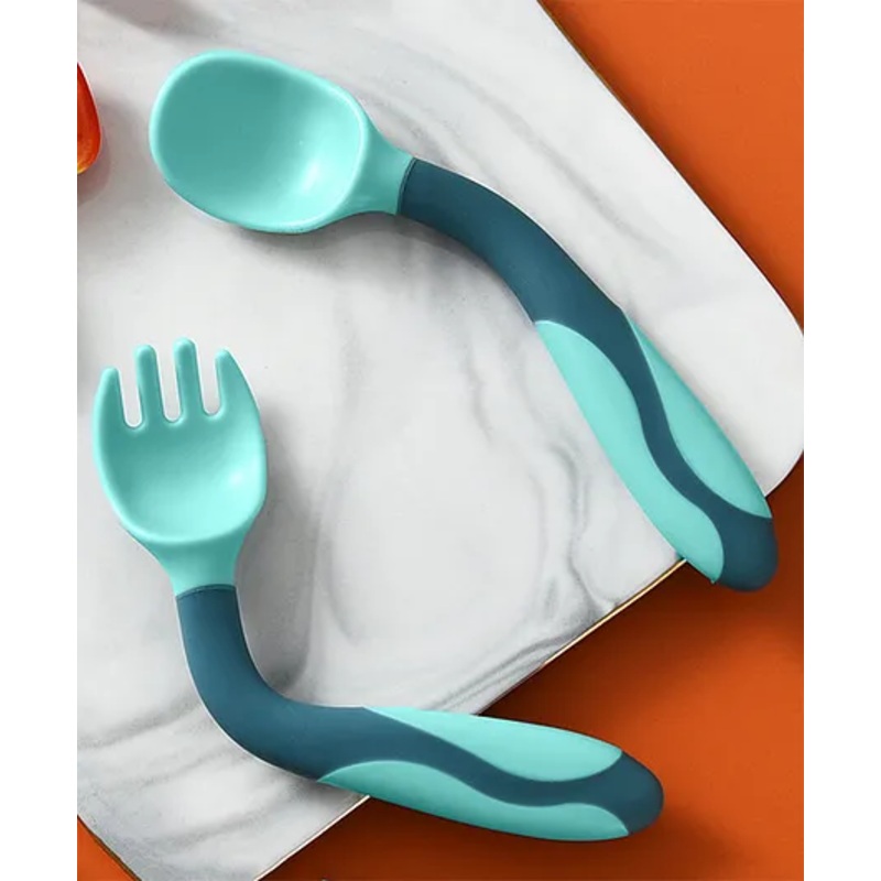 Bembika 360 Degree Bendable Baby Self Feeding Spoons with BPA Free material Gum Friendly Spoon For Baby Feeding Baby Self Feeding Spoon-Green Green