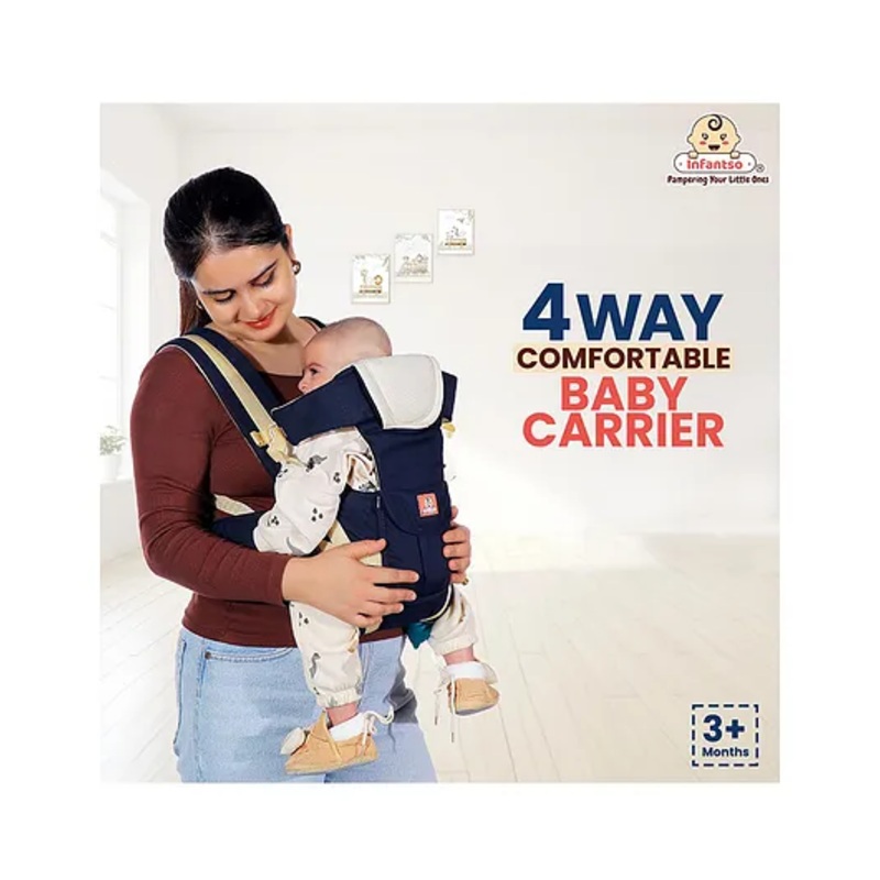 Infantso 4-Way Ergonomic Baby Carrier: Comfortable, Breathable, & Adjustable for 03-24 Months (Blue)