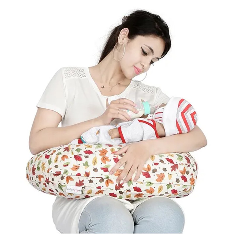 Lulamom Allergen Protected Nursing Pillow & Cover Leaf Print – Multicolour