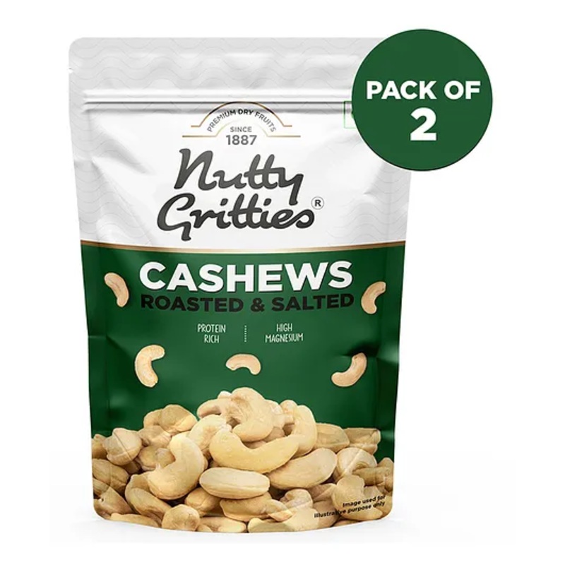 Nutty Gritties Roasted Cashews Pack of 2 – 200 gm