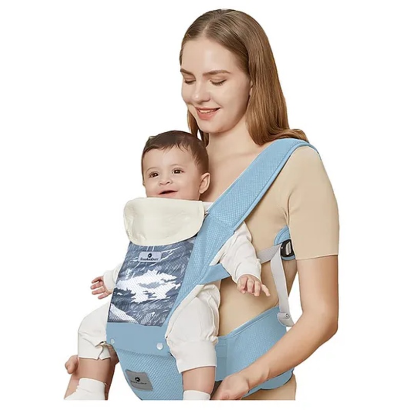 StarAndDaisy Baby Carry Bag Baby Carrier with Hip Seat Kangaroo Bag for Baby with 6 Carrying Position Storage Pocket & Breathable honycombe Sturcture Fabric- Blue