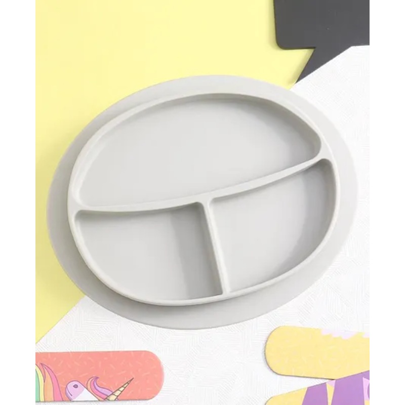 Three Compartment Silicone Plate  – Grey