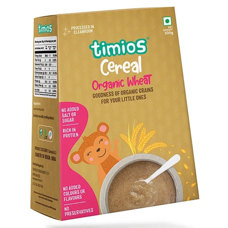 timios Organic Wheat Porridge | High Protein Natural Cereal | No Added Sugar & No Preservatives – 200 g