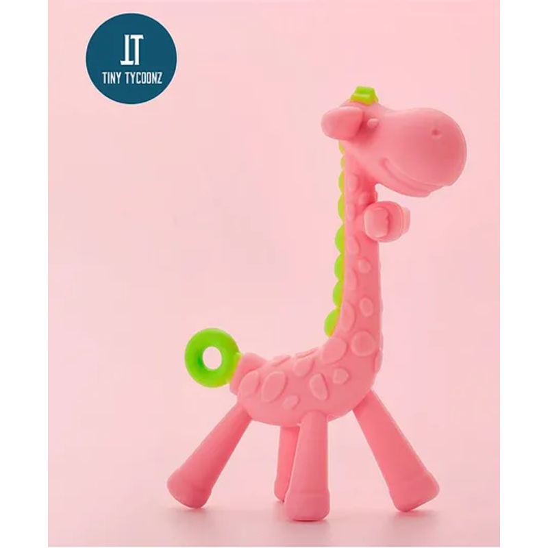 Tiny Tycoonz Silicone Giraffe Shape Teether – Pink