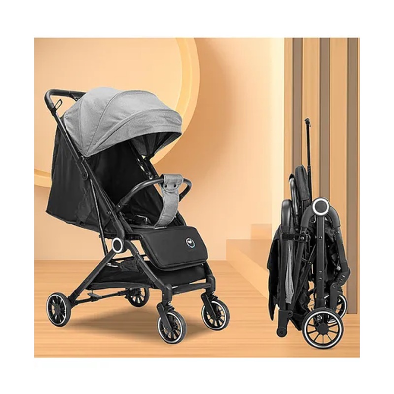 Tinyberg FeatherLite Baby Travel Cabin Stroller with Multi Recline, One Hand Fold, 5 Point Safety Harness & Foldable Canopy (0-5Y)-Grey