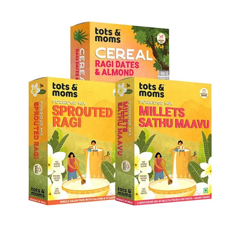 Tots & Moms Foods Porridge and Instant Mix Pack of 3 – 200 gm each