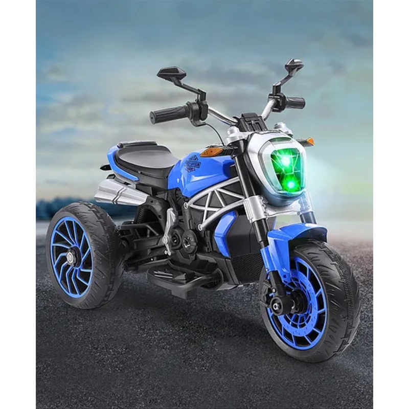 Babyhug Super Harley Kids Three Wheel Battery Operated Ride on Bike With Music & Lights – Blue