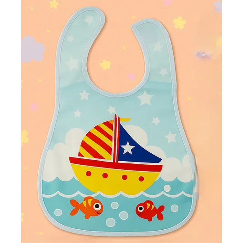 Badal Kidz Plastic Waterproof Baby Feeding Apron with Bib – Blue