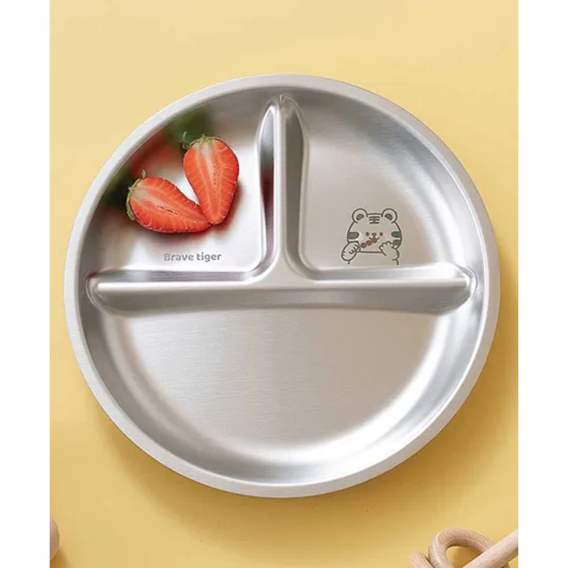 Basil Stainless Steel 3 Compartments Wheel Plate for Kids – Tiger