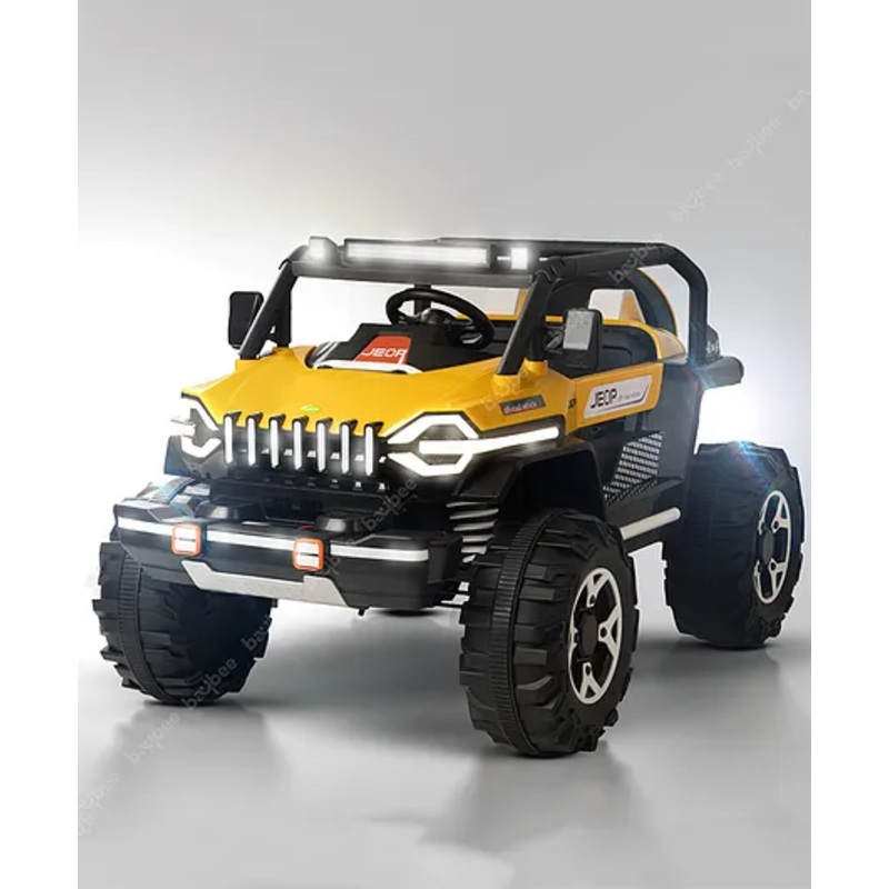 Baybee Furi Mini Rechargeable Battery Operated Jeep for Kids, Ride on Toy Kids Car with Bluetooth, Music & Light (Yellow)