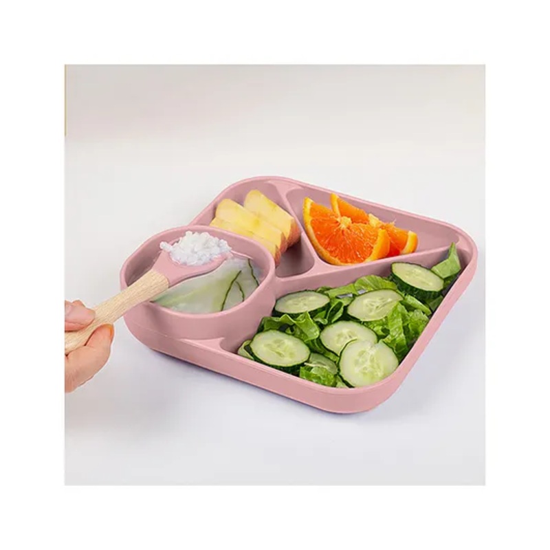 Bembika Baby Feeding Essential Baby Dinner Set Silicone Tableware Set for Baby Pack Of  3 – Rosewood