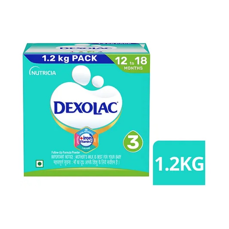 Dexolac Infant Formula Milk Powder with 36 Vital Nutrients  Stage 3  – 1.2 kg BIB Pack