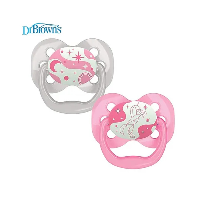 Dr. Brown’s Advantage Pacifiers Stage 1 Glow in the Dark Pack of 2 – Pink