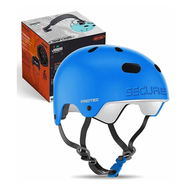 Jaspo Secure Ultra Sports Helmet for Cycling, Skating, Skateboarding – for All Age Groups (XS, Blue Matte)