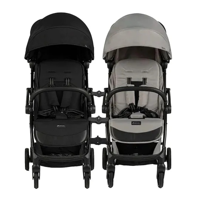 Leclerc Baby Twin Stroller Bundle -Influencer Air Black + Violet Grey with Twin Connector | Lightweight, Compact, Travel-Friendly