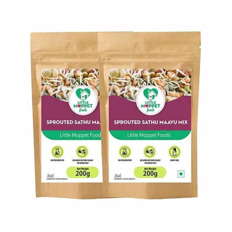 Little Moppet Foods Sprouted Sathu Maavu Health Mix for Kids 200g Twin Pack – Nutrient-Rich Weight Gainer