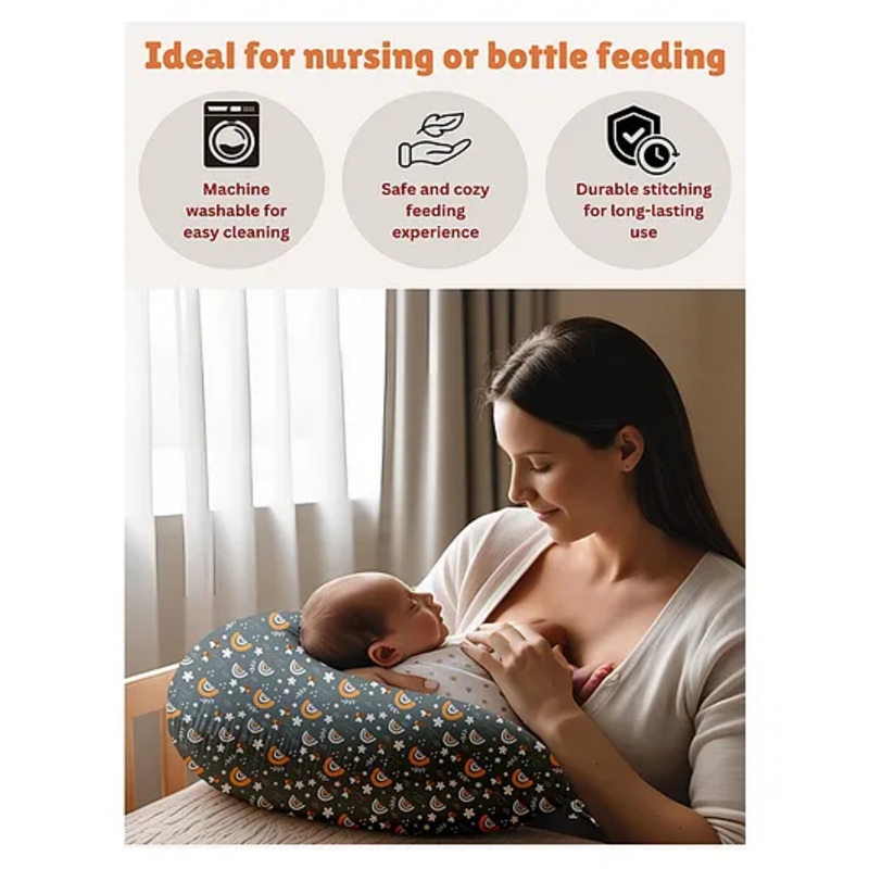 NEW COMERS Newborn Nursing Feeding Pillow, Breastfeeding Pillows with Removable Cover – Grey