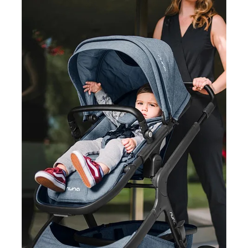 Nuna Demi Grow Baby Stroller-With Cup Holder-Converts to Double or Twin Stroller-Custom Dual Suspension-Pram -light Blue