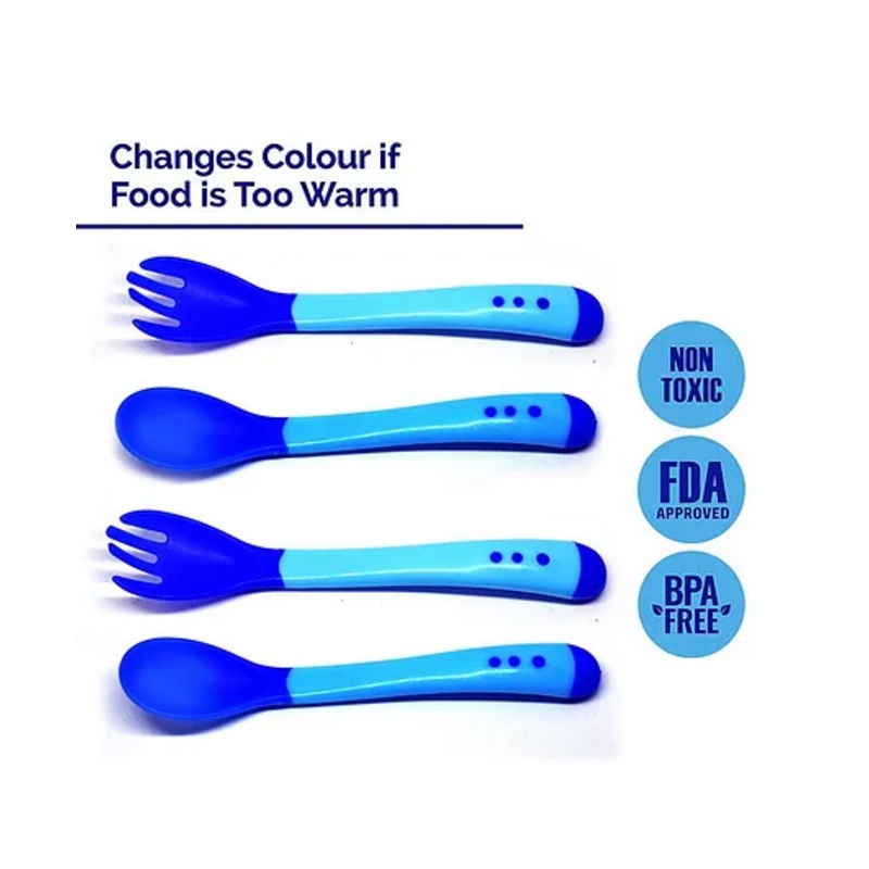 The Little Lookers Temperature Sensing Spoon & Fork Pack of 4 – Blue