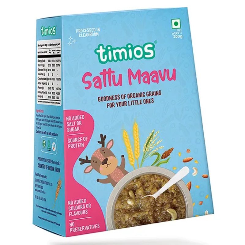 Timios Organic Sattu Maavu Porridge Mix High Fiber, No Additives 200 g