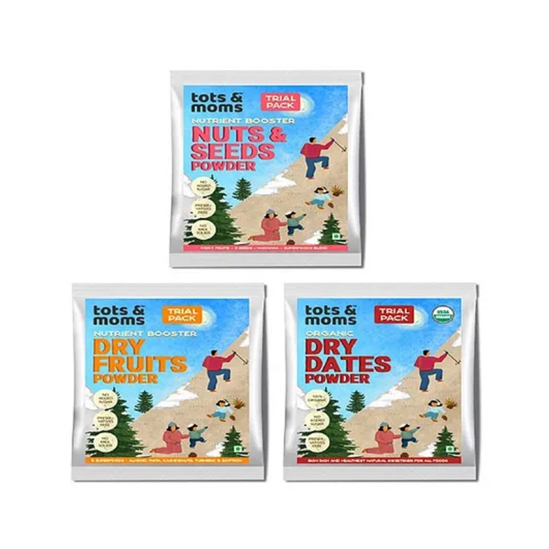 Tots & Moms Nutrient Boosters Combo – Organic Baby Food Trial Pack, 6-18M – 3x50gm