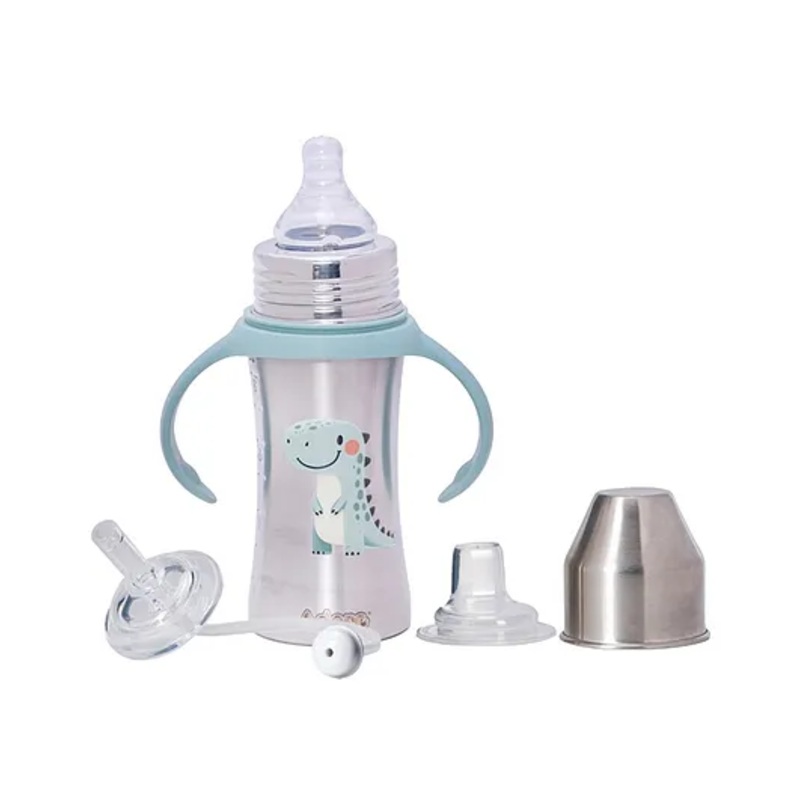 Adore Trion 3 in 1 Stainless Steel Sipper with Twin Handle 250ml- Green Dino