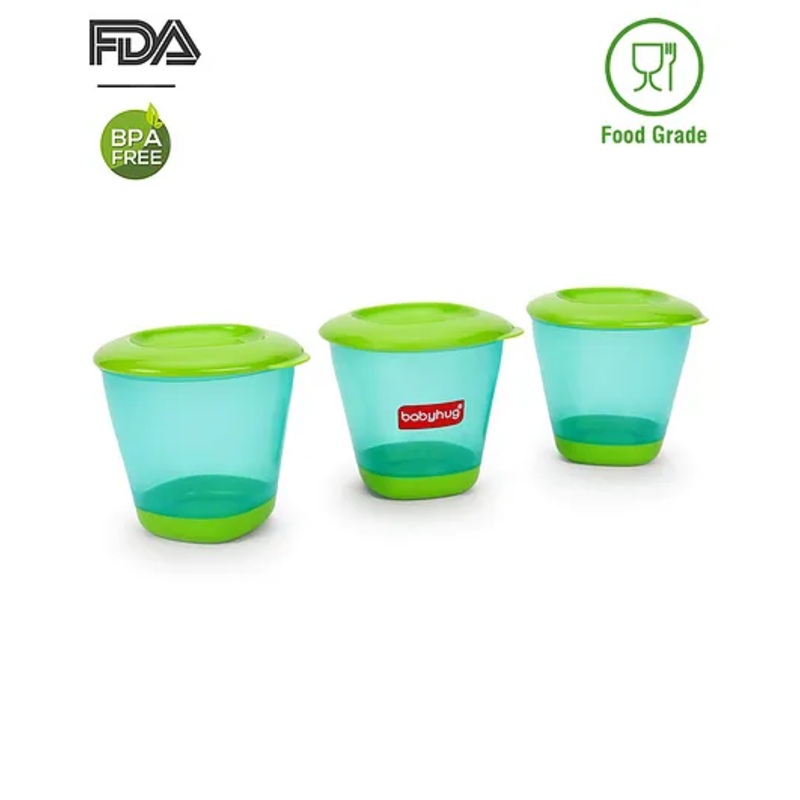 Babyhug 150 ml Weaning Pots Set of 3 – Sea Green