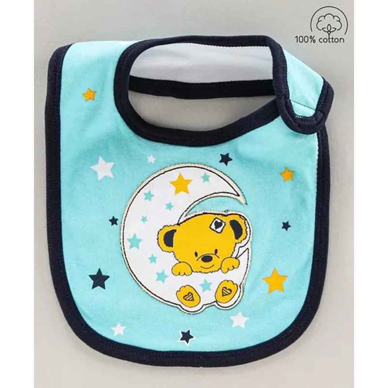 Babyhug Bib Velcro Closure Teddy Patch – Blue