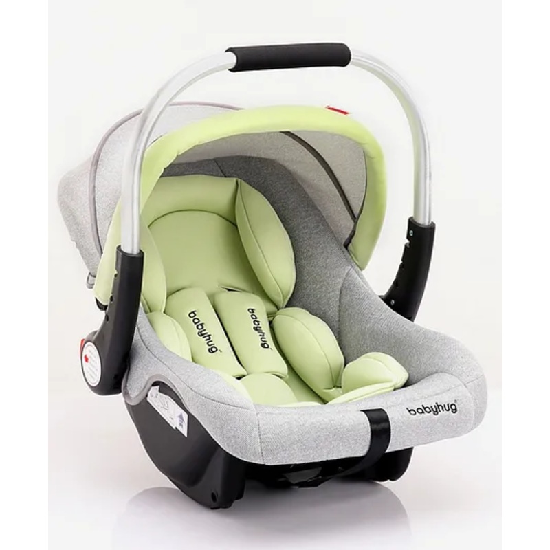Babyhug Onyx Elite Car Seat cum Carry Cot with Rocking Base and aluminium handle – Grey & Green