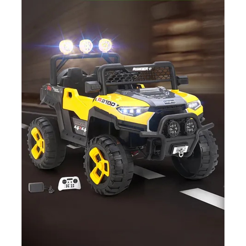 Babyhug RANGER 4X4 Battery Operated Ride On Jeep with Music & LED Lights – Yellow