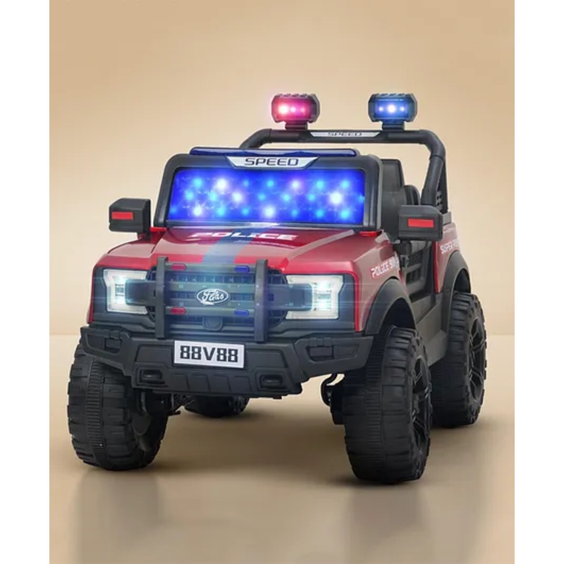Baybee Sirenz 44 Battery Operated Jeep for Kids, Ride on Toy Kids Car with RGB Windshield Light & Music (Red)