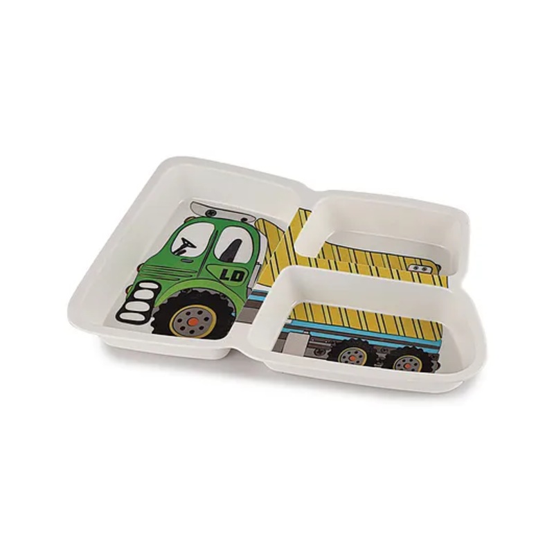 Cello Melmo Builder Truck Printed Melamine Plate – White & Green
