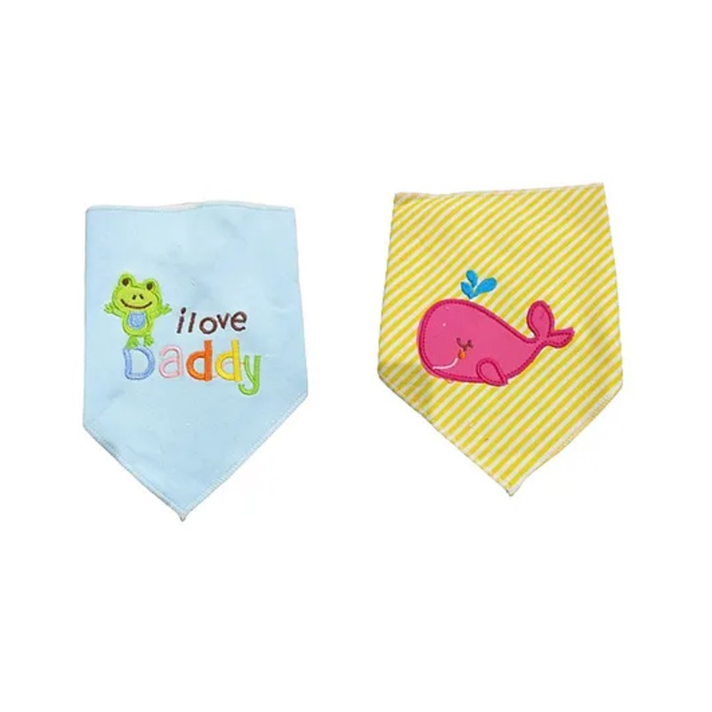 Chinmay Kids Reusable Baby Bibs Two Layered Cute Prints Edges Assorted Color Pack of 2  (Sky Blue-Yellow)