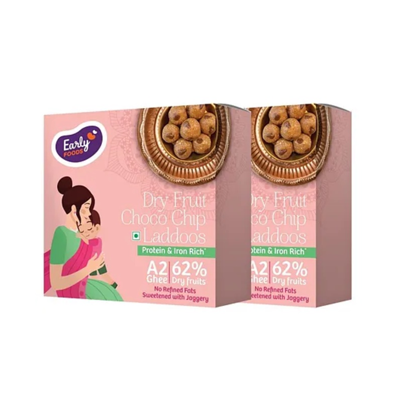 Early Foods Dry Fruit Choco Chip Laddoo Pack of 2, 250g Each