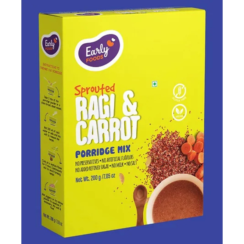 Early Foods Sprouted Ragi & Carrot Porridge Mix 200g