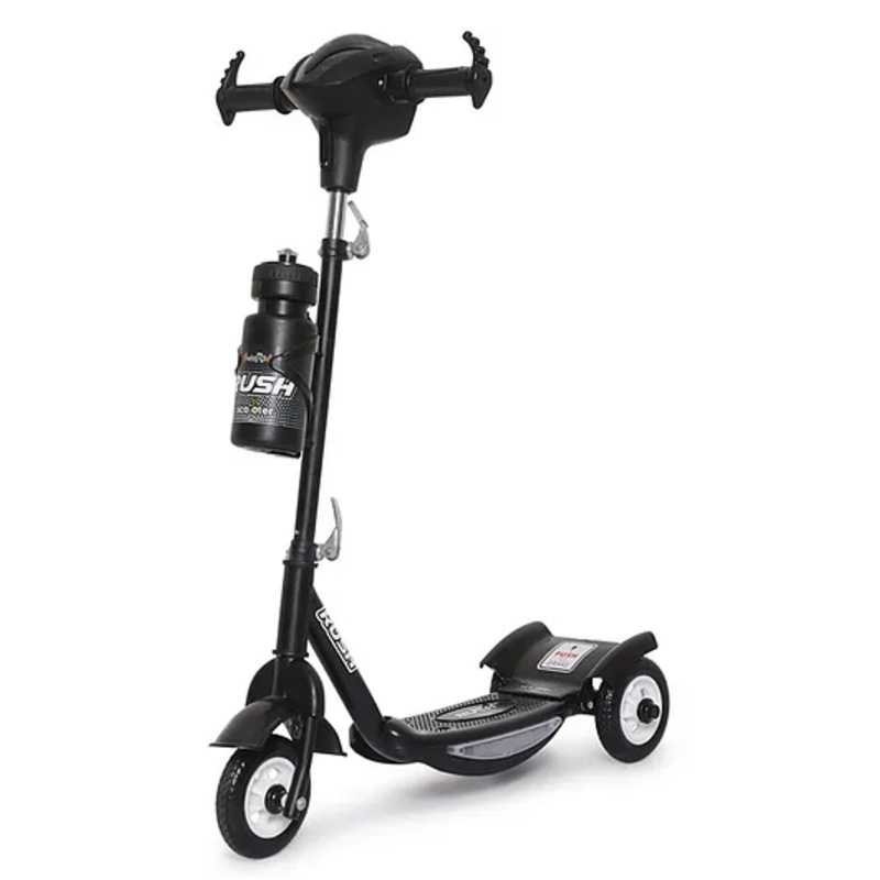 Funride Kids Scooter Rush DX with Lights and Music  Three Wheel Kick Scooters With Sipper Adjustable Height And Rear Brake – Black