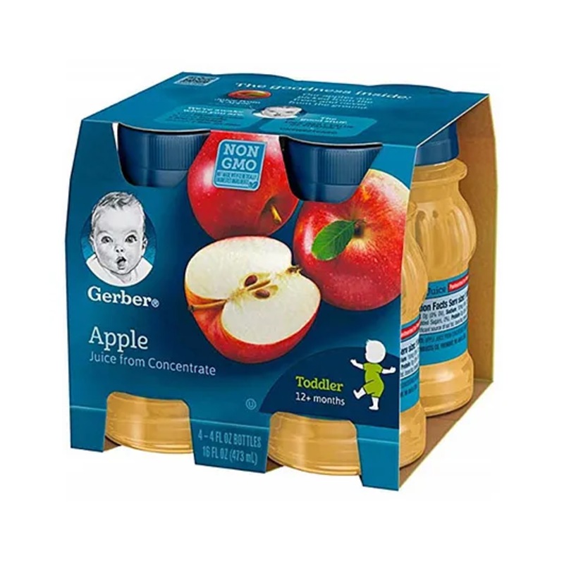 Gerber Juice for Toddler (16oz) – Apple Juice (4x4oz)