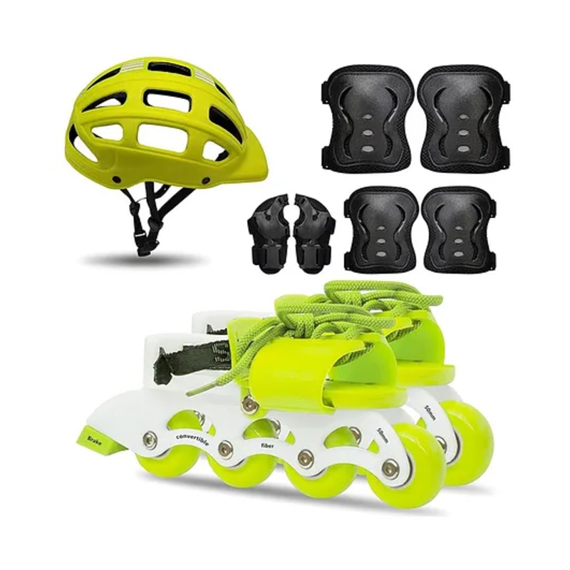 Jaspo Unisex Youth Transformer Convertible Skates 2-in-1,Quad and Inline Roller Skates for Kids (Age Up to 6 Years)-Includes Safety Gear (Helmet, Knee, Elbow,Wrist Guards)-Size UK 11-13 (Juniors)