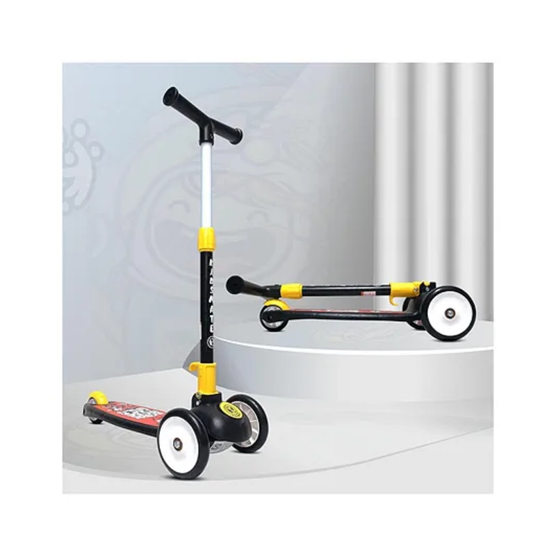 Kidsmate Leo Kick Scooter for Kids 4 Adjustable Height Scooter Foldable & Attractive PVC Wheels with Rear Brakes – Black