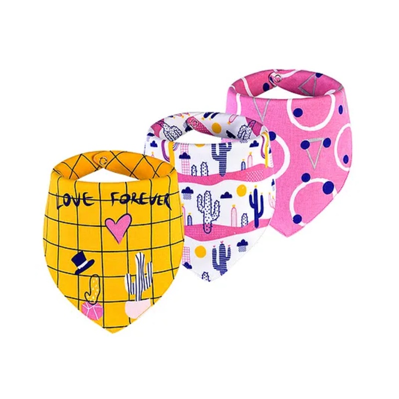 Little Surprise Box Premium Bib with adjustable snap button Closure Pack Of 3 – Pink – White – Yellow