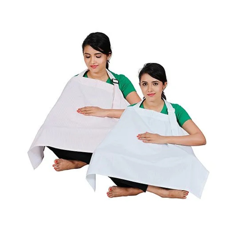 Lulamom Nursing Covers Pack of 2 Leaves Print – Light Sea Green Orange