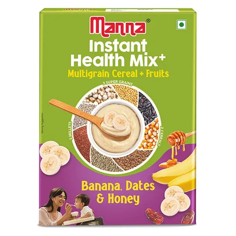 Manna Instant Health Mix+ Multigrain with Milk, Honey & Fruits | 2 to 6 Years kids Cereal