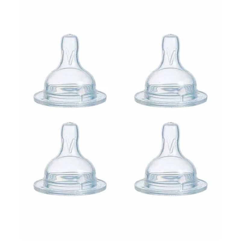 Naughty Kidz Natural Silicone Teats for Wide Neck Bottles Set of 4 – Transparent
