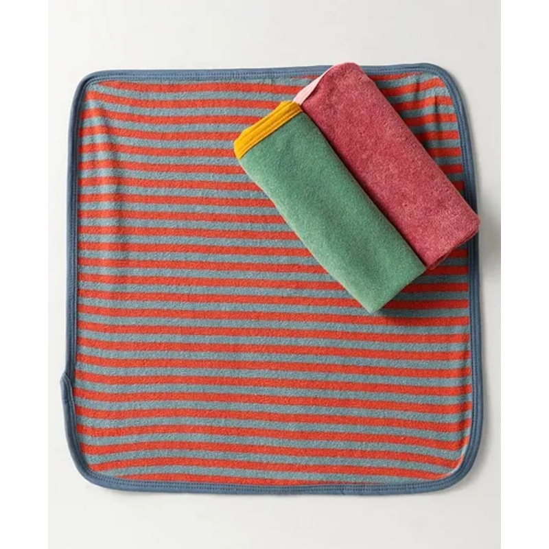 OHMS Terry Knit Wash Cloth Pack of 3 L 24 x B 22 cm – Red & Green