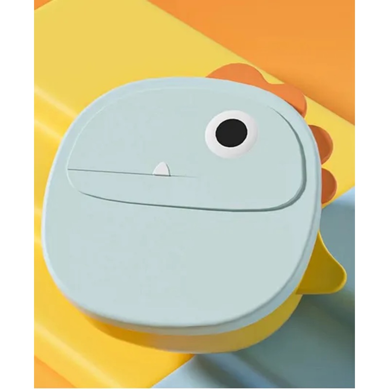 Snack Box cum Feeding Bowl with Lid & Spoon – Blue Yellow| Section Bowl| School Lunch Box for Boys & Girls| Break Resistant| Food Grade Material
