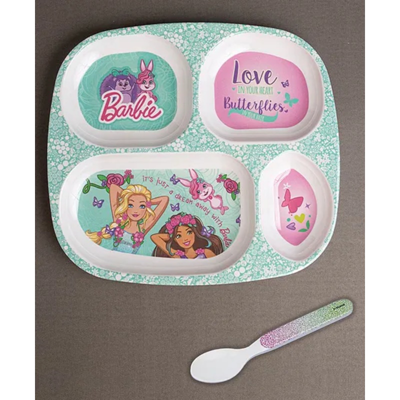 Superware Melamine Kids Partition Plate with spoon – Barbie Butterfly